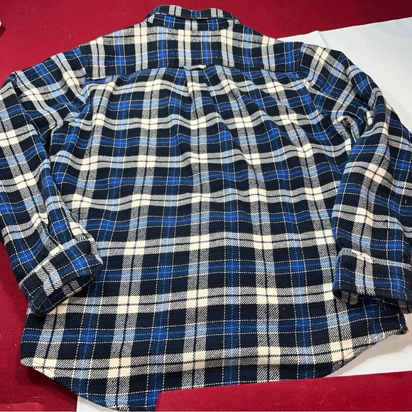 ORVIS Blue PLAID HEAVY Shirt JACKET WORK WEAR Pockets Flannel Shacket BUTTON LG - Picture 3 of 13